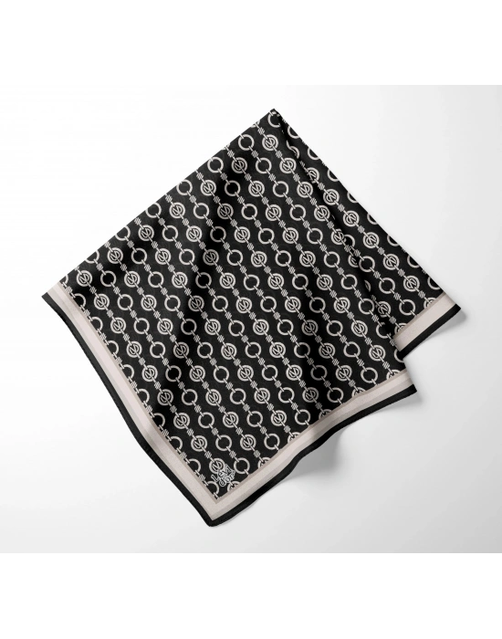 Levidor Kristal Eşarp Zincir Desen Siyah