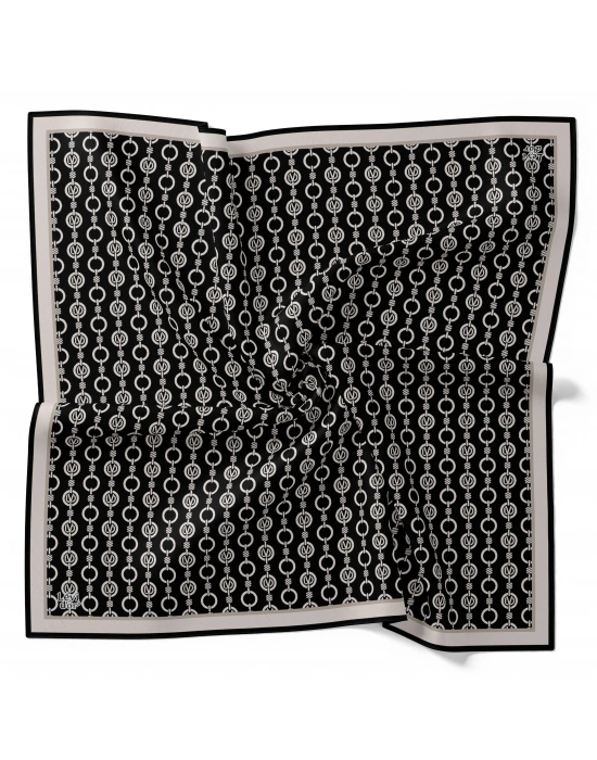 Levidor Kristal Eşarp Zincir Desen Siyah