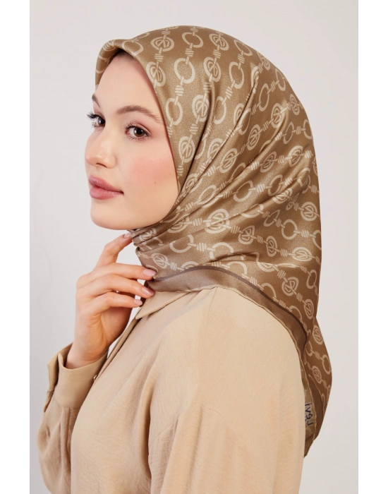 Levidor Kristal Eşarp Zincir Desen Yağ Yeşili