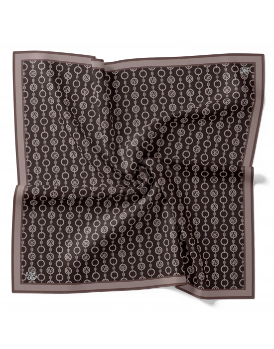 Levidor Kristal Eşarp Zincir Desen Kahve