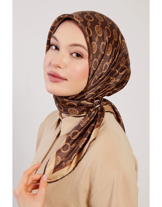 Levidor Kristal Eşarp Zincir Desen Acı Kahve