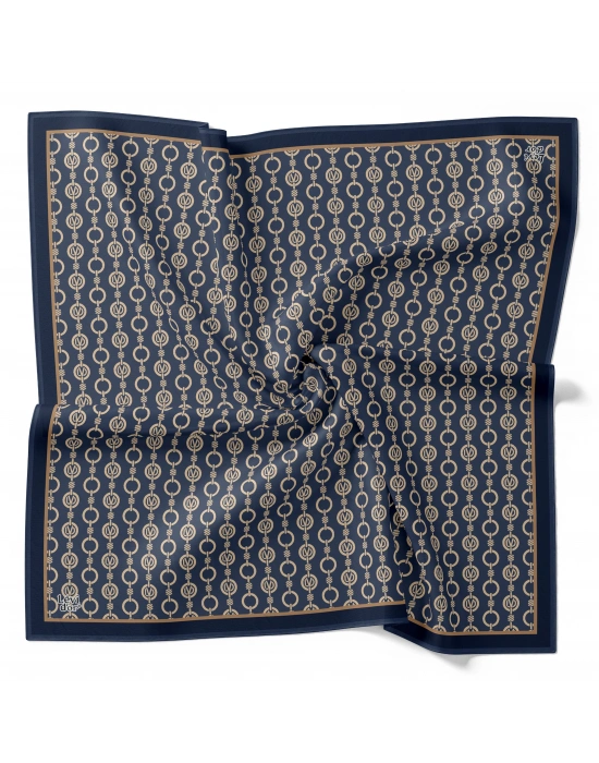 Levidor Kristal Eşarp Zincir Desen İndigo Mavi