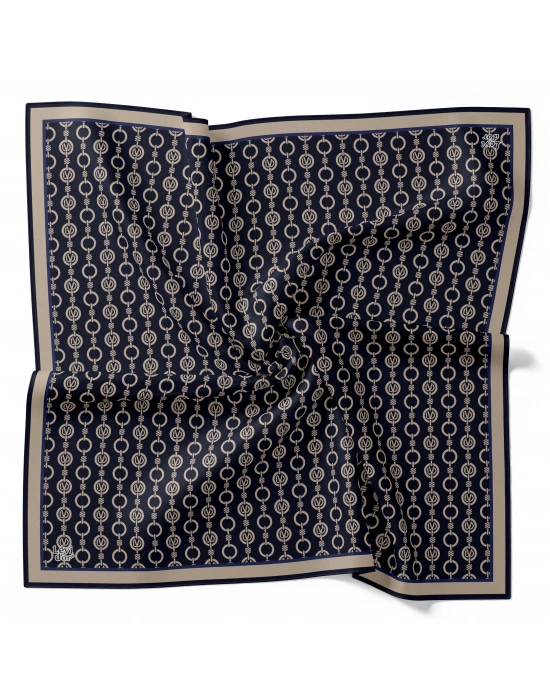 Levidor Kristal Eşarp Zincir Desen Lacivert