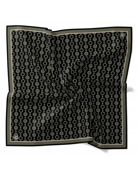 Levidor Kristal Eşarp Zincir Desen Siyah Haki