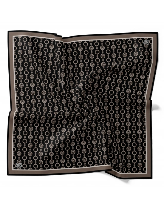 Levidor Kristal Eşarp Zincir Desen Siyah Vizon