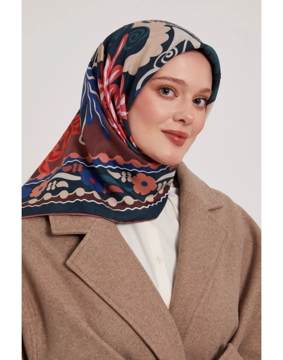 Levidor Royal Eşarp Etnik Desen Siyah Bordo