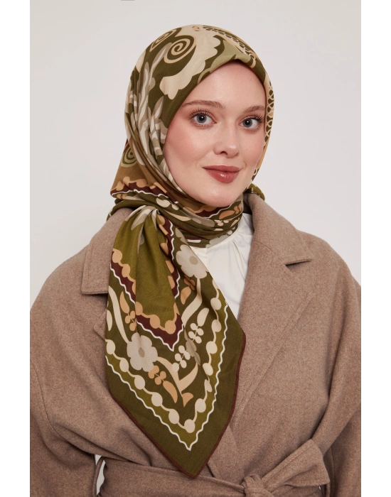 Levidor Royal Eşarp Etnik Desen Haki