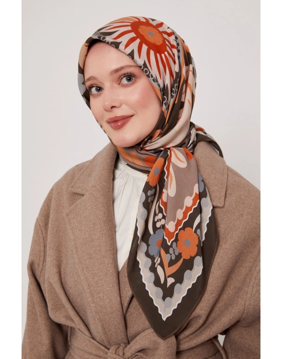 Levidor Royal Eşarp Etnik Desen Kahve