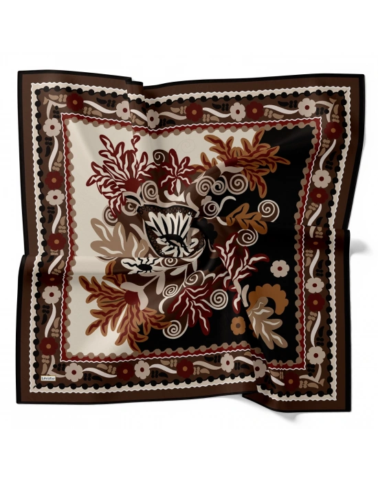 Levidor Royal Eşarp Etnik Desen Acı Kahve