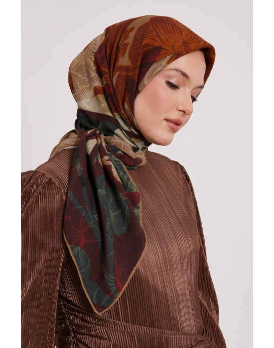 Levidor Royal Eşarp Yaprak Desen Bordo