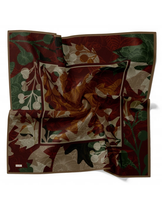 Levidor Royal Eşarp Yaprak Desen Bordo