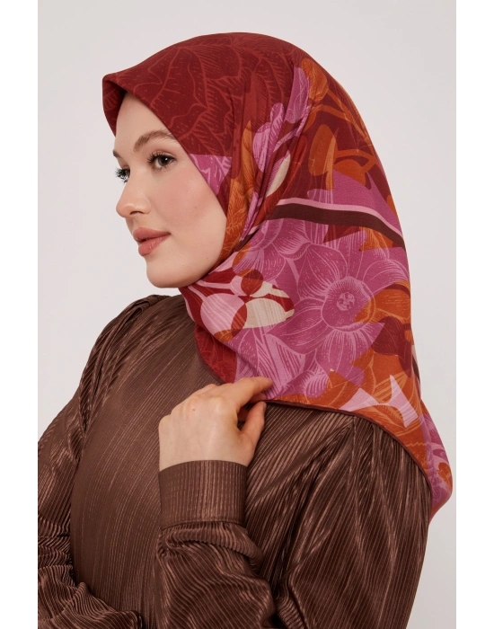 Levidor Royal Eşarp Yaprak Desen Gülkurusu