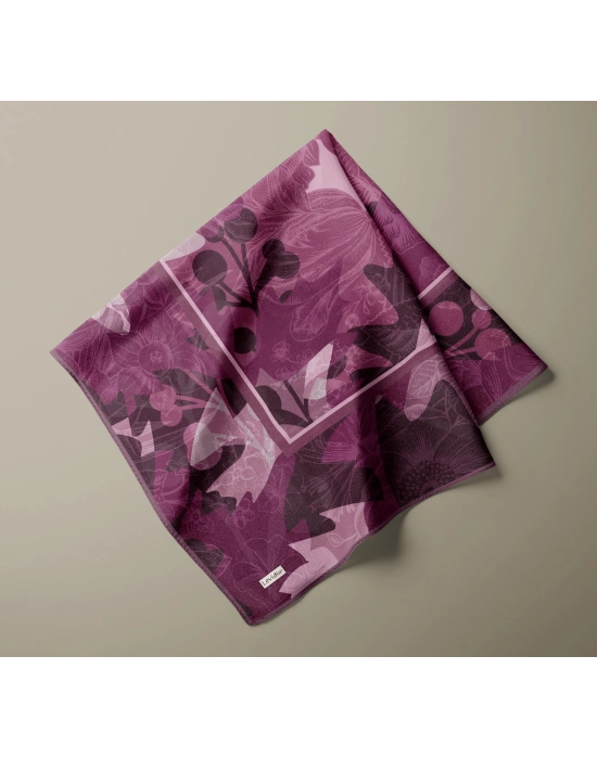 Levidor Royal Eşarp Yaprak Desen Fuşya