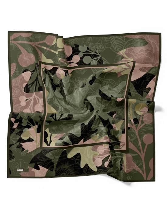 Levidor Royal Eşarp Yaprak Desen Haki