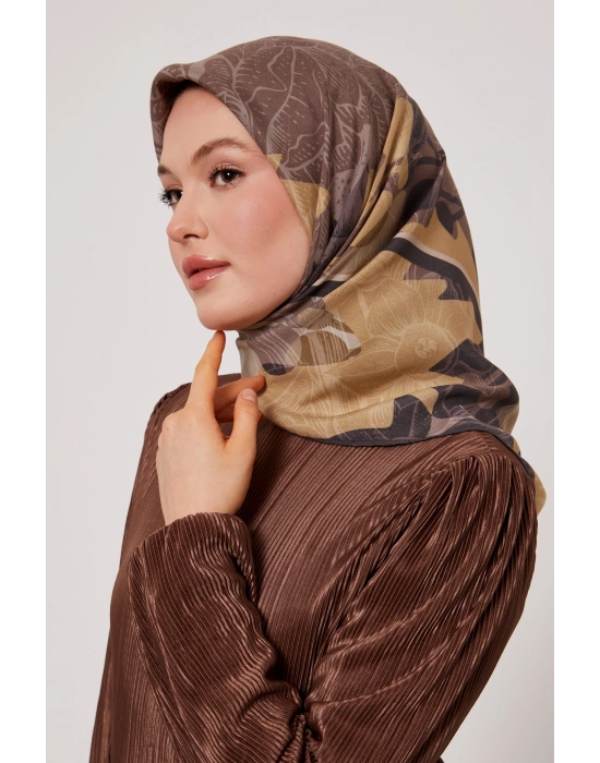 Levidor Royal Eşarp Yaprak Desen Yağ Yeşili