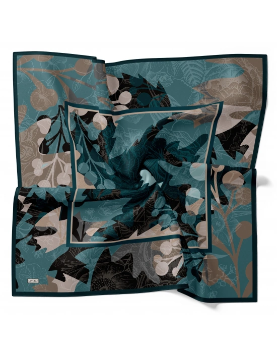Levidor Royal Eşarp Yaprak Desen Petrol Yeşil