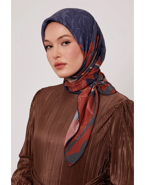 Levidor Royal Eşarp Yaprak Desen Lacivert