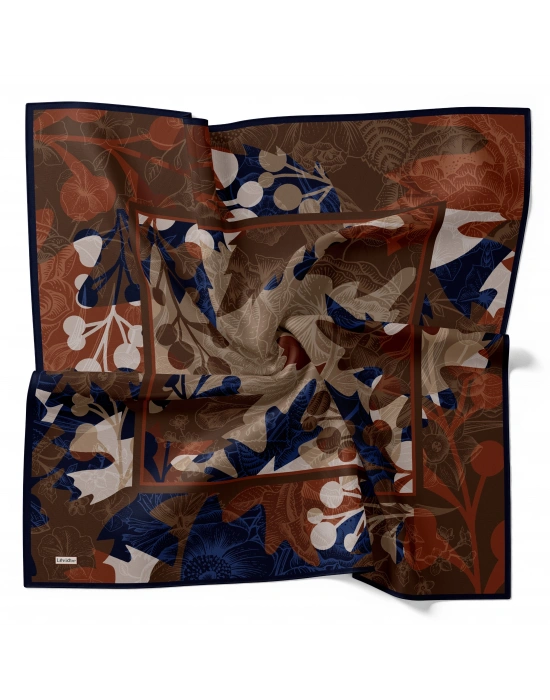 Levidor Royal Eşarp Yaprak Desen Lacivert