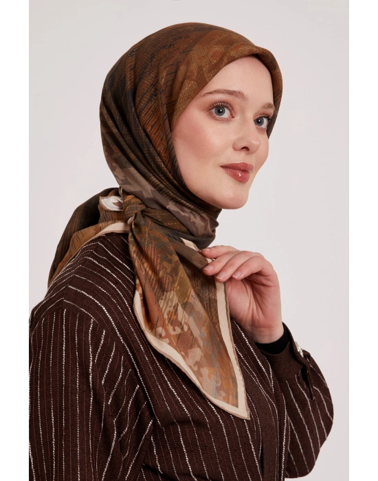 Levidor Royal Eşarp Batik Desen Sütlü Kahve
