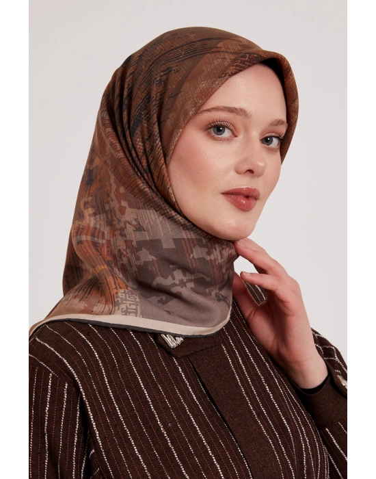 Levidor Royal Eşarp Batik Desen Kahve