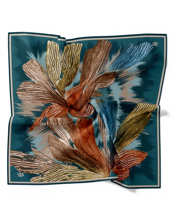 Levidor Tensel Eşarp Fırça Desen Petrol Mavi