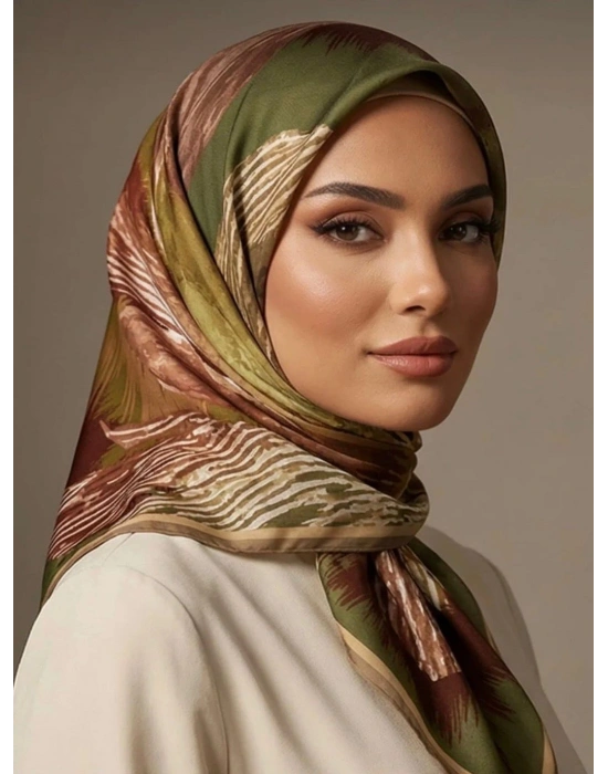 Levidor Tensel Eşarp Fırça Desen Haki