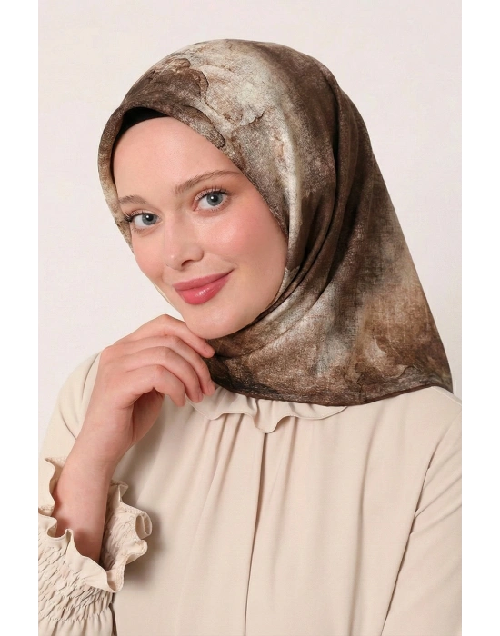 Levidor Tensel Eşarp Batik Desen Acı Kahve