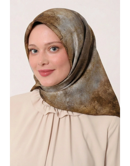 Levidor Tensel Eşarp Batik Desen Yağ Yeşil