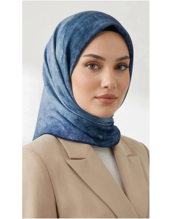 Levidor Tensel Eşarp Batik Desen Saks Mavi