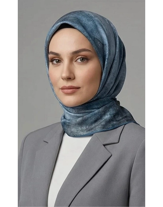 Levidor Tensel Eşarp Batik Desen İndigo Mavi