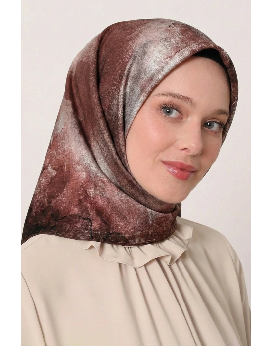 Levidor Tensel Eşarp Batik Desen Siyah Bordo