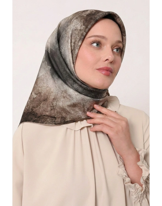 Levidor Tensel Eşarp Batik Desen Kahve