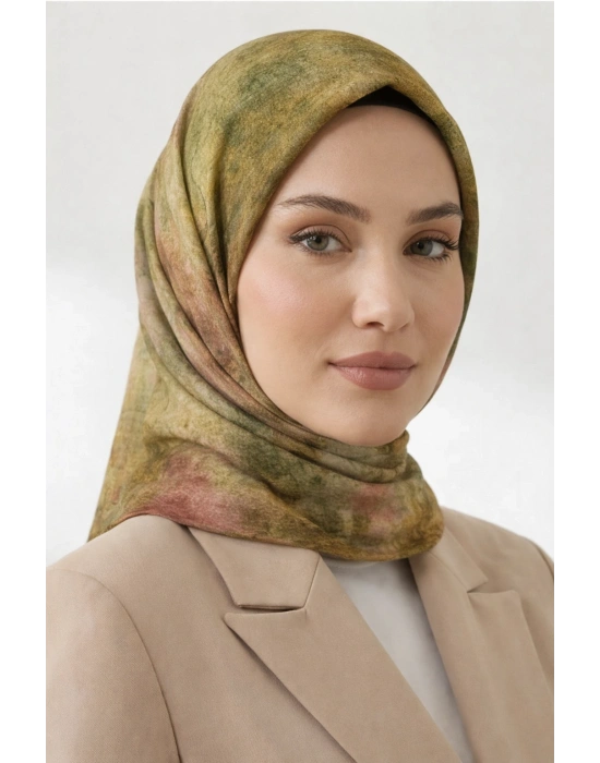 Levidor Tensel Eşarp Batik Desen Yeşil