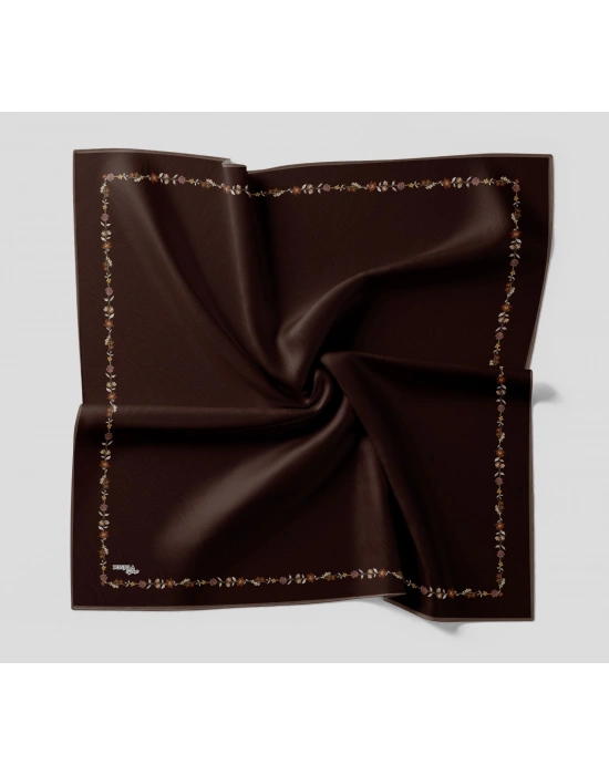 Bonjela Soft Eşarp Minimal Çiçek Desen Acı Kahve