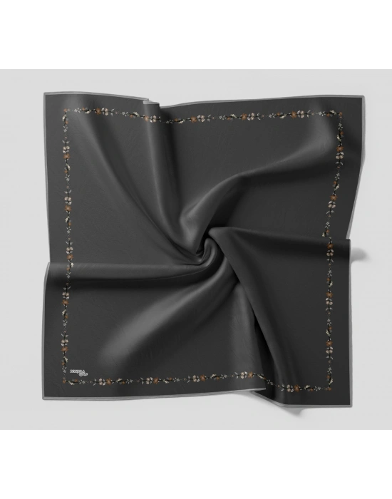 Bonjela Soft Eşarp Minimal Çiçek Desen Antrasit