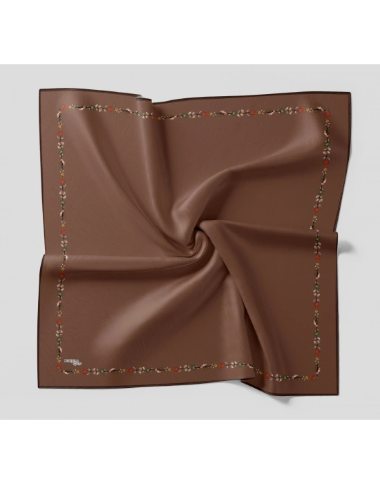 Bonjela Soft Eşarp Minimal Çiçek Desen Çikolata