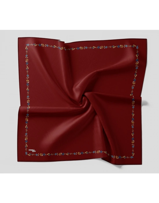 Bonjela Soft Eşarp Minimal Çiçek Desen Bordo