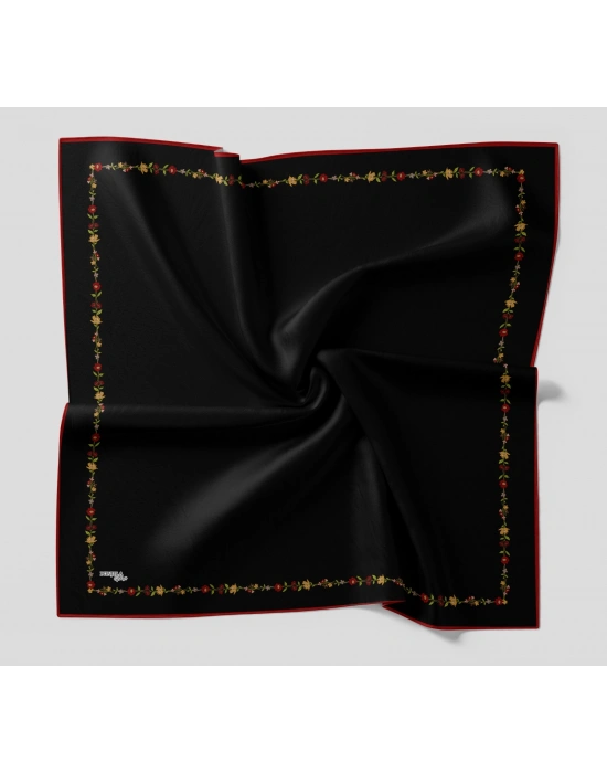 Bonjela Soft Eşarp Minimal Çiçek Desen Siyah