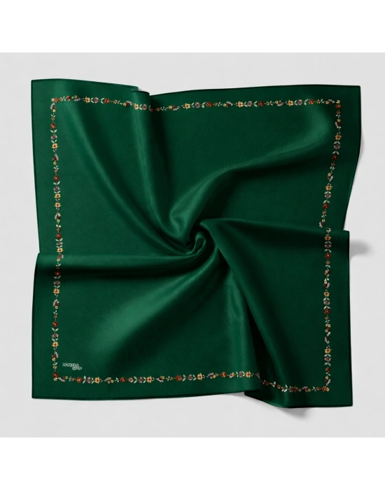 Bonjela Soft Eşarp Minimal Çiçek Desen Zümrüt