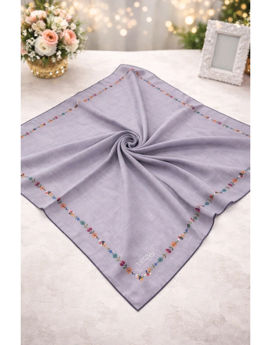 Bonjela Soft Eşarp Minimal Çiçek Desen Lila