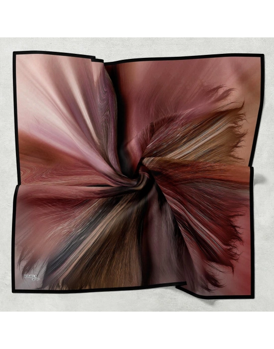 Bonjela Soft Eşarp Fırça Desen Siyah Bordo