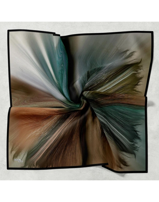 Bonjela Soft Eşarp Fırça Desen Siyah Haki