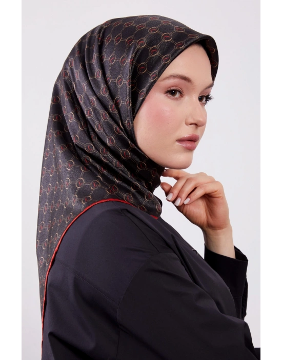 Levidor Kristal Eşarp D6 Siyah Kırmızı