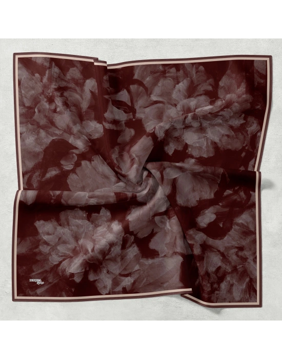 Bonjela Soft Eşarp D2 Çiçek Desen Mor Pudra