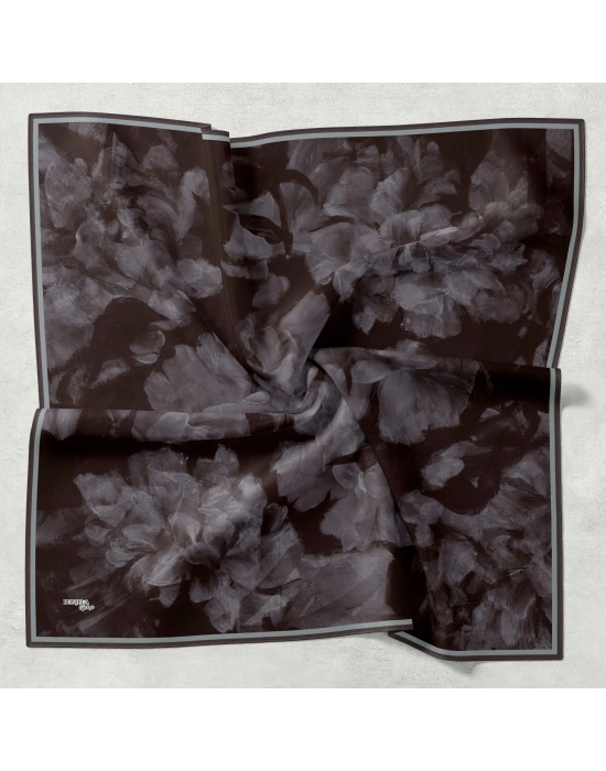 Bonjela Soft Eşarp D2 Çiçek Desen Pudra Kahve