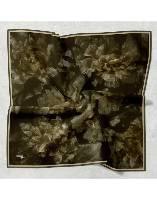 Bonjela Soft Eşarp D2 Çiçek Desen Haki