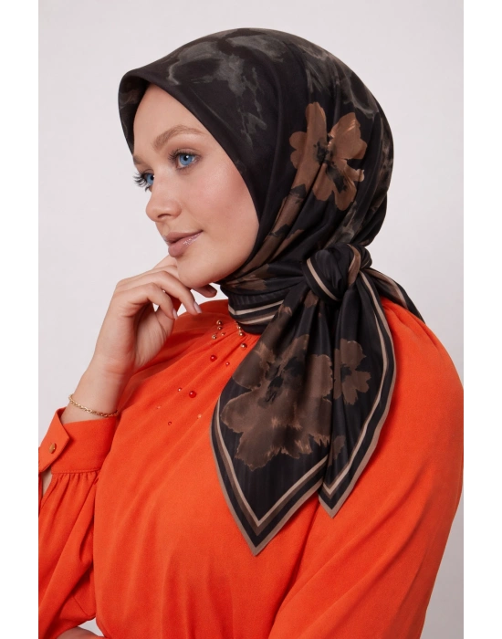 Mismara Organik Pamuk Eşarp D1 Siyah Vizon