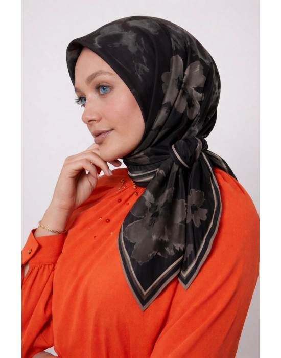 Mismara Organik Pamuk Eşarp D1 Siyah Gri