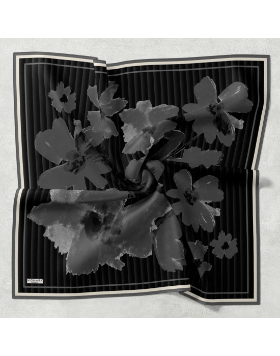 Mismara Organik Pamuk Eşarp D1 Siyah Gri