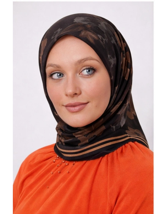 Mismara Organik Pamuk Eşarp D1 Siyah Kahve